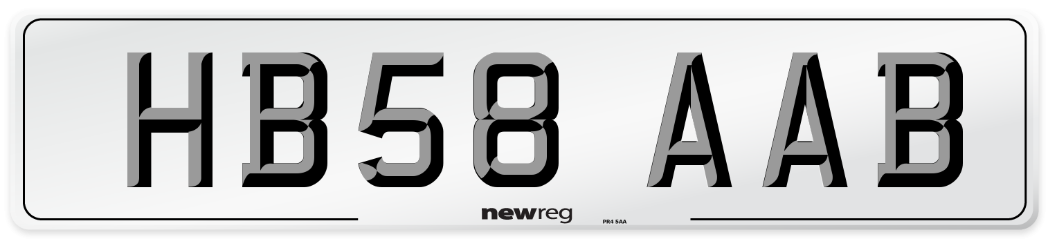HB58 AAB Number Plate from New Reg